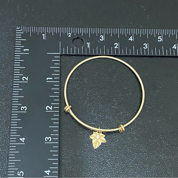 NAVIKA USA Gold-tone Maple Leaf CZ Charm Bangle Bracelet - Picture 10 of 12